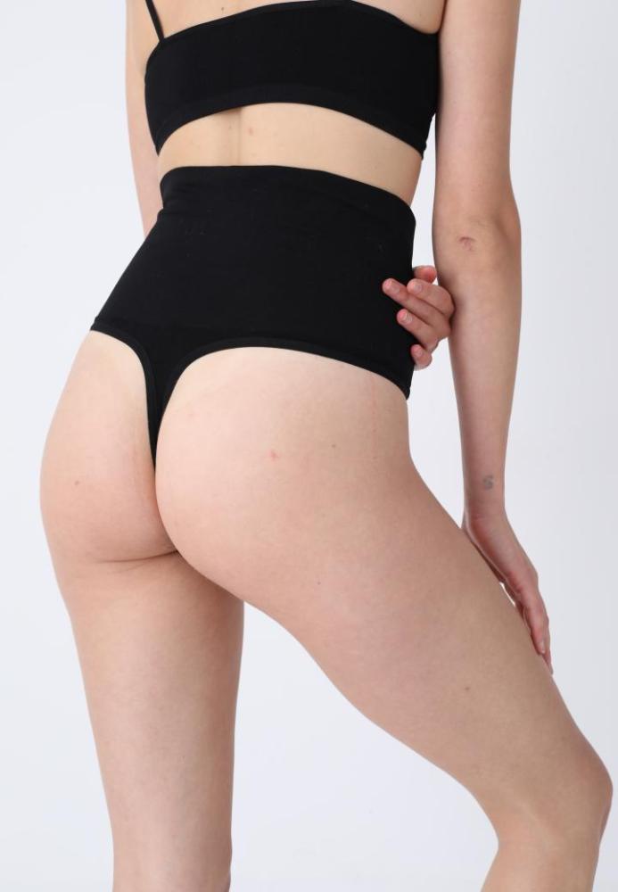 Corset Modelator cu Talie înaltă și Chilot Tanga,Culoare Negru, Engros